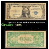 1935A $1 Blue Seal Silver Certificate Grades vf+