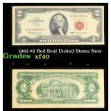 1963 $2 Red Seal United States Note Grades xf