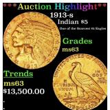 ***Major Highlight*** 1913-s Gold Indian Half Eagl