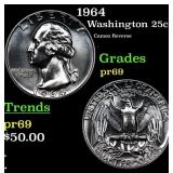 1964 Proof Washington Quarter 25c Grades GEM++ Pro