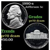 1990-s Proof Jefferson Nickel 5c Grades GEM++ Proo