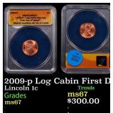 2009-p Log Cabin Lincoln Cent First Day of Issue 1