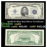1934D $5 Blue Seal Silver Certificate Grades Selec
