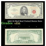1963 $5 Red Seal United States Note Grades vf++