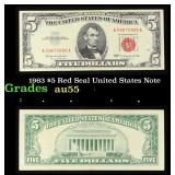 1963 $5 Red Seal United States Note Grades Choice