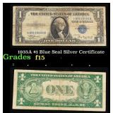 1935A $1 Blue Seal Silver Certificate Grades f+