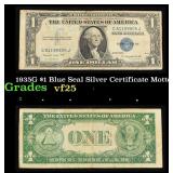 1935G $1 Blue Seal Silver Certificate Grades vf+ M