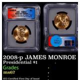 2008-p JAMES MONROE Presidential Dollar $1 ICG