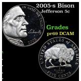 2005-s Bison Proof Jefferson Nickel 5c Grades GEM+