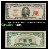 1963 $5 Red Seal United States Note Grades vf++