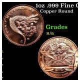 1oz .999 Fine Copper Bullion Round - Don