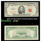 1963 $5 Red Seal United States Note Grades xf