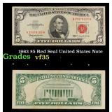 1963 $5 Red Seal United States Note Grades vf++