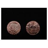 Group of Two 1oz .999 Fine Copper Bullion Rounds -