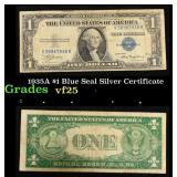 1935A $1 Blue Seal Silver Certificate Grades vf+
