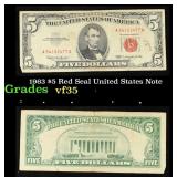 1963 $5 Red Seal United States Note Grades vf++