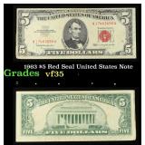 1963 $5 Red Seal United States Note Grades vf++
