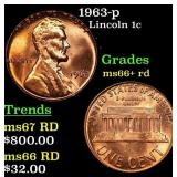 1963-p Lincoln Cent 1c Grades GEM++ RD