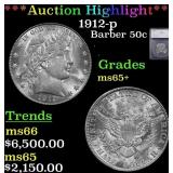 ***Major Highlight*** 1912-p Barber Half Dollars 5