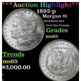 ***Major Highlight*** 1892-p Morgan Dollar $1 ms65