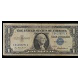1957 $1 Blue Seal Silver Certificate Grades vf+