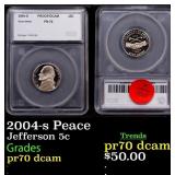 2004-s Peace Proof Jefferson Nickel 5c pr70 dcam S