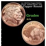 1oz .999 Fine Copper Bullion Round - Buffalo Nickl