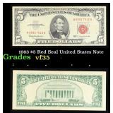 1963 $5 Red Seal United States Note Grades vf++