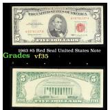 1963 $5 Red Seal United States Note Grades vf++