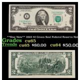 **Star Note** 2003 $2 Green Seal Federal Reserve N