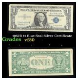 1957B $1 Blue Seal Silver Certificate Grades vf++