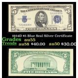 1934D $5 Blue Seal Silver Certificate Grades Choic