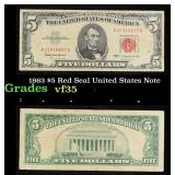 1963 $5 Red Seal United States Note Grades vf++