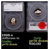 1998-s Proof Jefferson Nickel 5c pr70 dcam SEGS