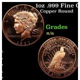 1oz .999 Fine Copper Bullion Round - Peace Dollar