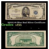 1953A $5 Blue Seal Silver Certificate Grades vf++