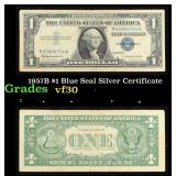 1957B $1 Blue Seal Silver Certificate Grades vf++