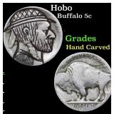Hobo Buffalo Nickel 5c Grades Hand Carved