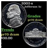 2002-s Proof Jefferson Nickel 5c pr70 dcam SEGS