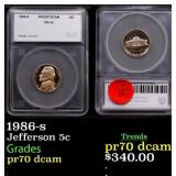 1986-s Proof Jefferson Nickel 5c pr70 dcam SEGS