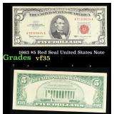 1963 $5 Red Seal United States Note Grades vf++