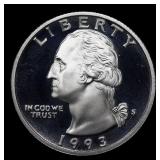 1993-s Proof Washington Quarter 25c Grades GEM++ P