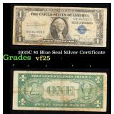 1935C $1 Blue Seal Silver Certificate Grades vf+