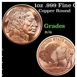 1oz .999 Fine Copper Bullion Round - Buffalo Nickl
