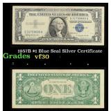 1957B $1 Blue Seal Silver Certificate Grades vf++