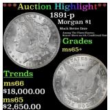 ***Major Highlight*** 1891-p Morgan Dollar $1 ms65