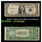 1935C $1 Blue Seal Silver Certificate Grades vf de