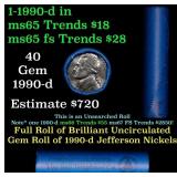 BU Shotgun Jefferson 5c roll, 1990-d 40 pcs Bank $