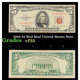 1963 $5 Red Seal United States Note Grades vf++