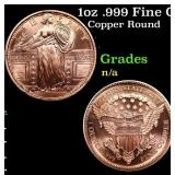 1oz .999 Fine Copper Bullion Round - Standing Libe
